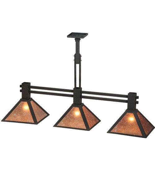 Meyda Lighting Soffe 45" 3-Light Dark Roast Island Pendant Light With Silver Mica Shade Glass