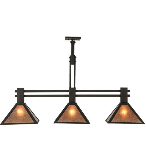Meyda Lighting Soffe 45" 3-Light Dark Roast Island Pendant Light With Silver Mica Shade Glass