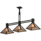 Meyda Lighting Soffe 45" 3-Light Dark Roast Island Pendant Light With Silver Mica Shade Glass