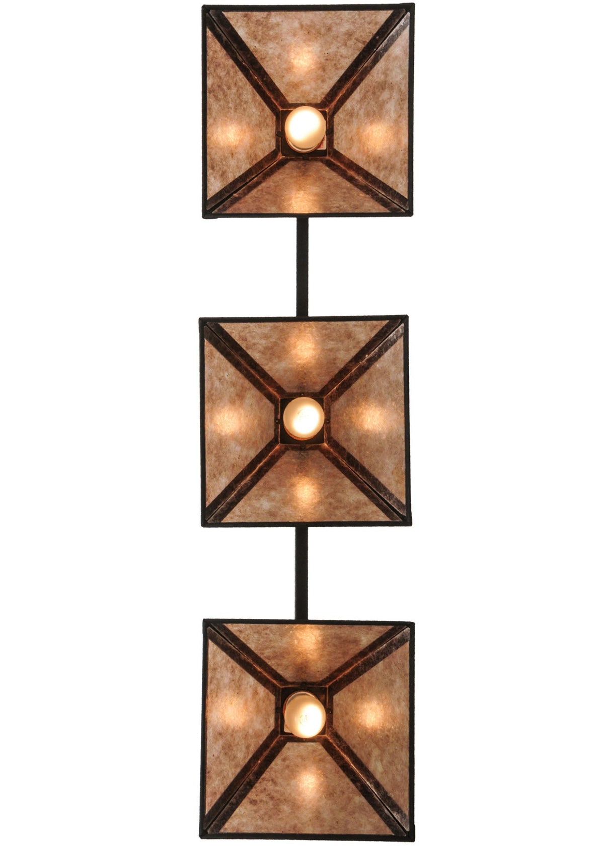 Meyda Lighting Soffe 45" 3-Light Dark Roast Island Pendant Light With Silver Mica Shade Glass