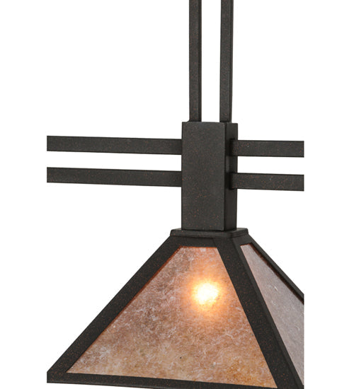 Meyda Lighting Soffe 45" 3-Light Dark Roast Island Pendant Light With Silver Mica Shade Glass