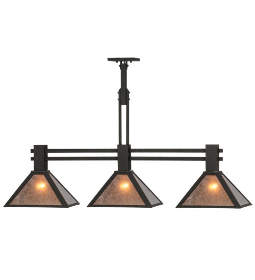 Meyda Lighting Soffe 45" 3-Light Dark Roast Island Pendant Light With Silver Mica Shade Glass