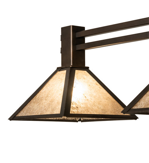 Meyda Lighting Soffe 45" 3-Light Mahogany Bronze Island Pendant Light With Silver Mica Shade Glass