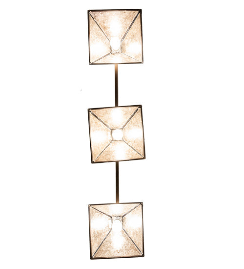 Meyda Lighting Soffe 45" 3-Light Mahogany Bronze Island Pendant Light With Silver Mica Shade Glass