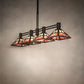 Meyda Lighting Soffe 64" 4-Light Timeless Bronze "T" Mission Island Pendant Light With Beige Iridescent & Burgundy Shade Glass