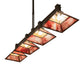 Meyda Lighting Soffe 64" 4-Light Timeless Bronze "T" Mission Island Pendant Light With Beige Iridescent & Burgundy Shade Glass