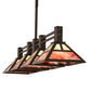 Meyda Lighting Soffe 64" 4-Light Timeless Bronze "T" Mission Island Pendant Light With Beige Iridescent & Burgundy Shade Glass