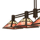 Meyda Lighting Soffe 64" 4-Light Timeless Bronze "T" Mission Island Pendant Light With Beige Iridescent & Burgundy Shade Glass