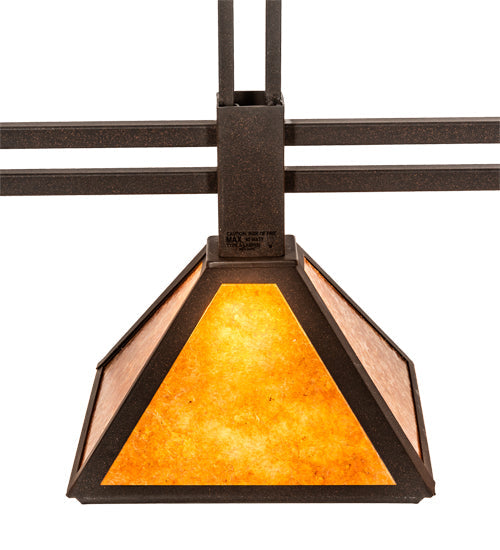 Meyda Lighting Soffe Mission 45" 3-Light Dark Roast Island Pendant Light With Amber Mica Shade Glass
