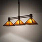 Meyda Lighting Soffe Mission 45" 3-Light Dark Roast Island Pendant Light With Amber Mica Shade Glass