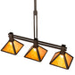Meyda Lighting Soffe Mission 45" 3-Light Dark Roast Island Pendant Light With Amber Mica Shade Glass