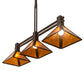 Meyda Lighting Soffe Mission 45" 3-Light Dark Roast Island Pendant Light With Amber Mica Shade Glass