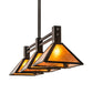 Meyda Lighting Soffe Mission 45" 3-Light Dark Roast Island Pendant Light With Amber Mica Shade Glass