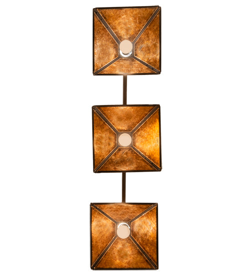 Meyda Lighting Soffe Mission 45" 3-Light Dark Roast Island Pendant Light With Amber Mica Shade Glass