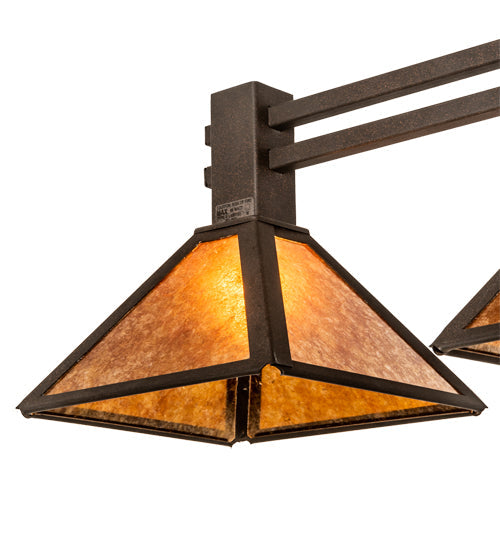Meyda Lighting Soffe Mission 45" 3-Light Dark Roast Island Pendant Light With Amber Mica Shade Glass