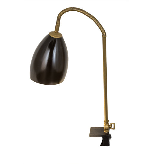 Meyda Lighting Sofisticato 5-17" Antique Brass Swing Arm Desk Table Lamp With Opaque Black Shade