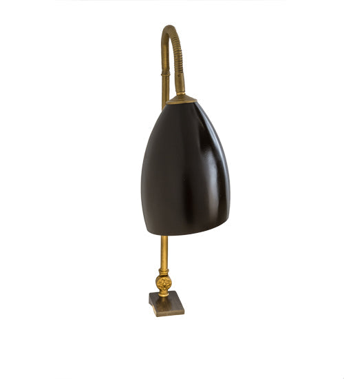 Meyda Lighting Sofisticato 5-17" Antique Brass Swing Arm Desk Table Lamp With Opaque Black Shade