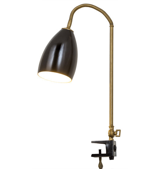 Meyda Lighting Sofisticato 5-17" Antique Brass Swing Arm Desk Table Lamp With Opaque Black Shade