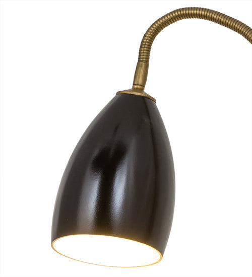 Meyda Lighting Sofisticato 5-17" Antique Brass Swing Arm Desk Table Lamp With Opaque Black Shade