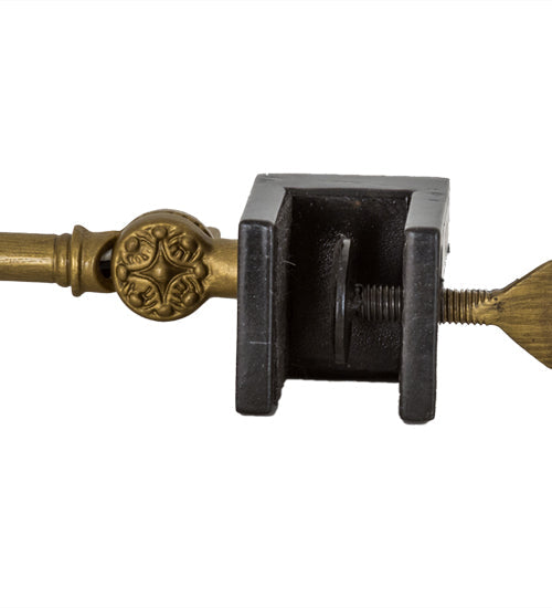 Meyda Lighting Sofisticato 5-17" Antique Brass Swing Arm Desk Table Lamp With Opaque Black Shade