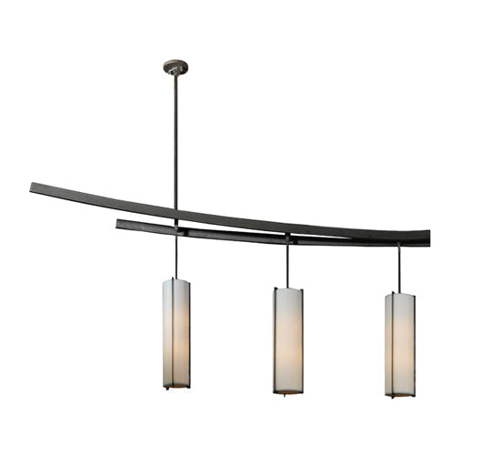 Meyda Lighting Solaris 139" 10-Light 5-Arm Oil Rubbed Bronze Island Pendant Light With Beige Silk Textrene Shade