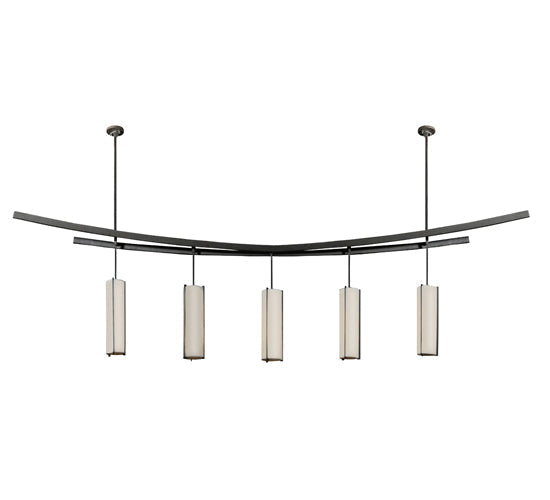 Meyda Lighting Solaris 139" 10-Light 5-Arm Oil Rubbed Bronze Island Pendant Light With Beige Silk Textrene Shade