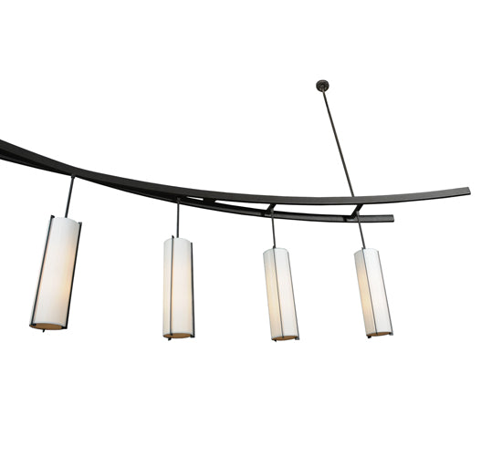 Meyda Lighting Solaris 139" 10-Light 5-Arm Oil Rubbed Bronze Island Pendant Light With Beige Silk Textrene Shade