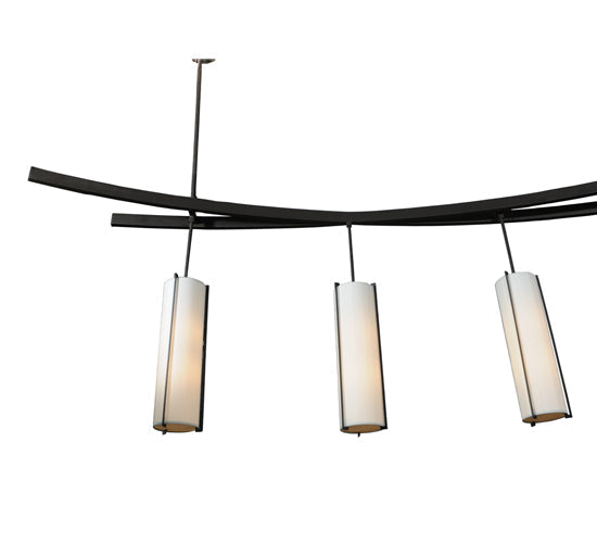 Meyda Lighting Solaris 139" 10-Light 5-Arm Oil Rubbed Bronze Island Pendant Light With Beige Silk Textrene Shade