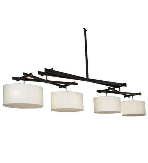 Meyda Lighting Solaris 177" 16-Light Oil Rubbed Bronze Island Pendant Light With Beige Silk Textrene Shade