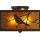 Meyda Lighting Song Bird 10"Sq 2-Light Timeless Bronze Flush Mount Light With Amber Mica Shade Glass