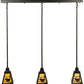 Meyda Lighting Songbird 42" 3-Light Craftsman Brown Mission Island Pendant Light With Beige Shade Glass