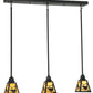 Meyda Lighting Songbird 42" 3-Light Craftsman Brown Mission Island Pendant Light With Beige Shade Glass