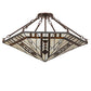 Meyda Lighting Sonoma 27" 3-Light Mahogany Bronze Semi-flush Mount Light With Brown & Beige Shade Glass
