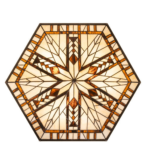 Meyda Lighting Sonoma 27" 3-Light Mahogany Bronze Semi-flush Mount Light With Brown & Beige Shade Glass