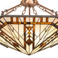 Meyda Lighting Sonoma 27" 3-Light Mahogany Bronze Semi-flush Mount Light With Brown & Beige Shade Glass