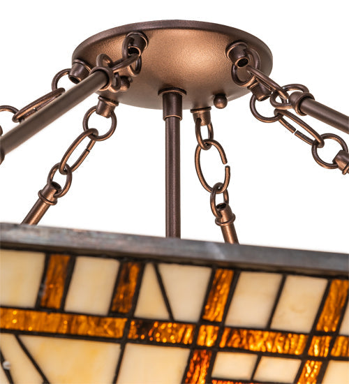 Meyda Lighting Sonoma 27" 3-Light Mahogany Bronze Semi-flush Mount Light With Brown & Beige Shade Glass