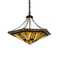 Meyda Lighting Sonoma 27" 8-Light Antique Copper Inverted Pendant Light With Brown & Beige Shade Glass