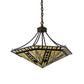 Meyda Lighting Sonoma 27" 8-Light Antique Copper Inverted Pendant Light With Brown & Beige Shade Glass