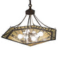 Meyda Lighting Sonoma 27" 8-Light Antique Copper Inverted Pendant Light With Brown & Beige Shade Glass