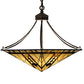 Meyda Lighting Sonoma 27" 8-Light Antique Copper Inverted Pendant Light With Brown & Beige Shade Glass