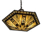 Meyda Lighting Sonoma 27" 8-Light Antique Copper Inverted Pendant Light With Brown & Beige Shade Glass