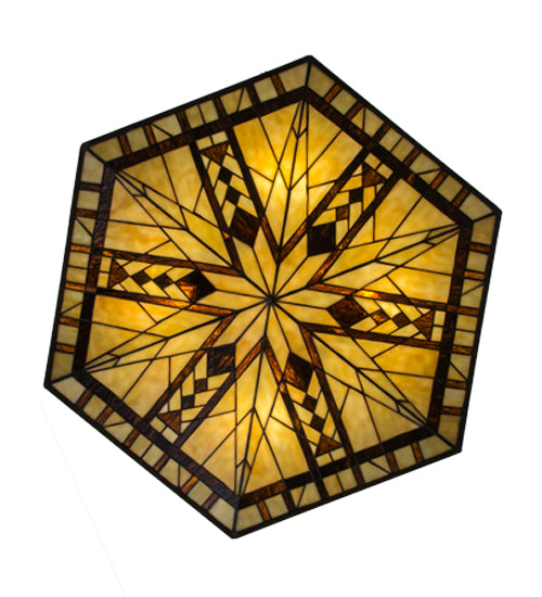 Meyda Lighting Sonoma 27" 8-Light Antique Copper Inverted Pendant Light With Brown & Beige Shade Glass