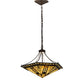 Meyda Lighting Sonoma 27" 8-Light Antique Copper Inverted Pendant Light With Brown & Beige Shade Glass