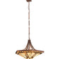 Meyda Lighting Sonoma 28" 3-Light Cinnamon Coffee Metallic Inverted Pendant Light With Beige & Brown Shade Glass
