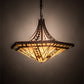 Meyda Lighting Sonoma 28" 3-Light Cinnamon Coffee Metallic Inverted Pendant Light With Beige & Brown Shade Glass