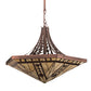 Meyda Lighting Sonoma 28" 3-Light Cinnamon Coffee Metallic Inverted Pendant Light With Beige & Brown Shade Glass