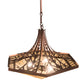 Meyda Lighting Sonoma 28" 3-Light Cinnamon Coffee Metallic Inverted Pendant Light With Beige & Brown Shade Glass