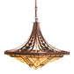 Meyda Lighting Sonoma 28" 3-Light Cinnamon Coffee Metallic Inverted Pendant Light With Beige & Brown Shade Glass
