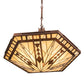Meyda Lighting Sonoma 28" 3-Light Cinnamon Coffee Metallic Inverted Pendant Light With Beige & Brown Shade Glass