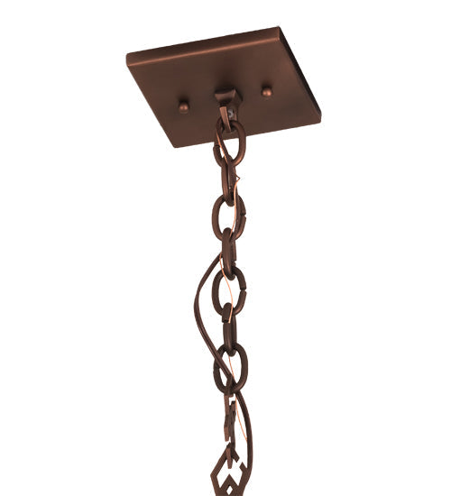 Meyda Lighting Sonoma 28" 3-Light Cinnamon Coffee Metallic Inverted Pendant Light With Beige & Brown Shade Glass